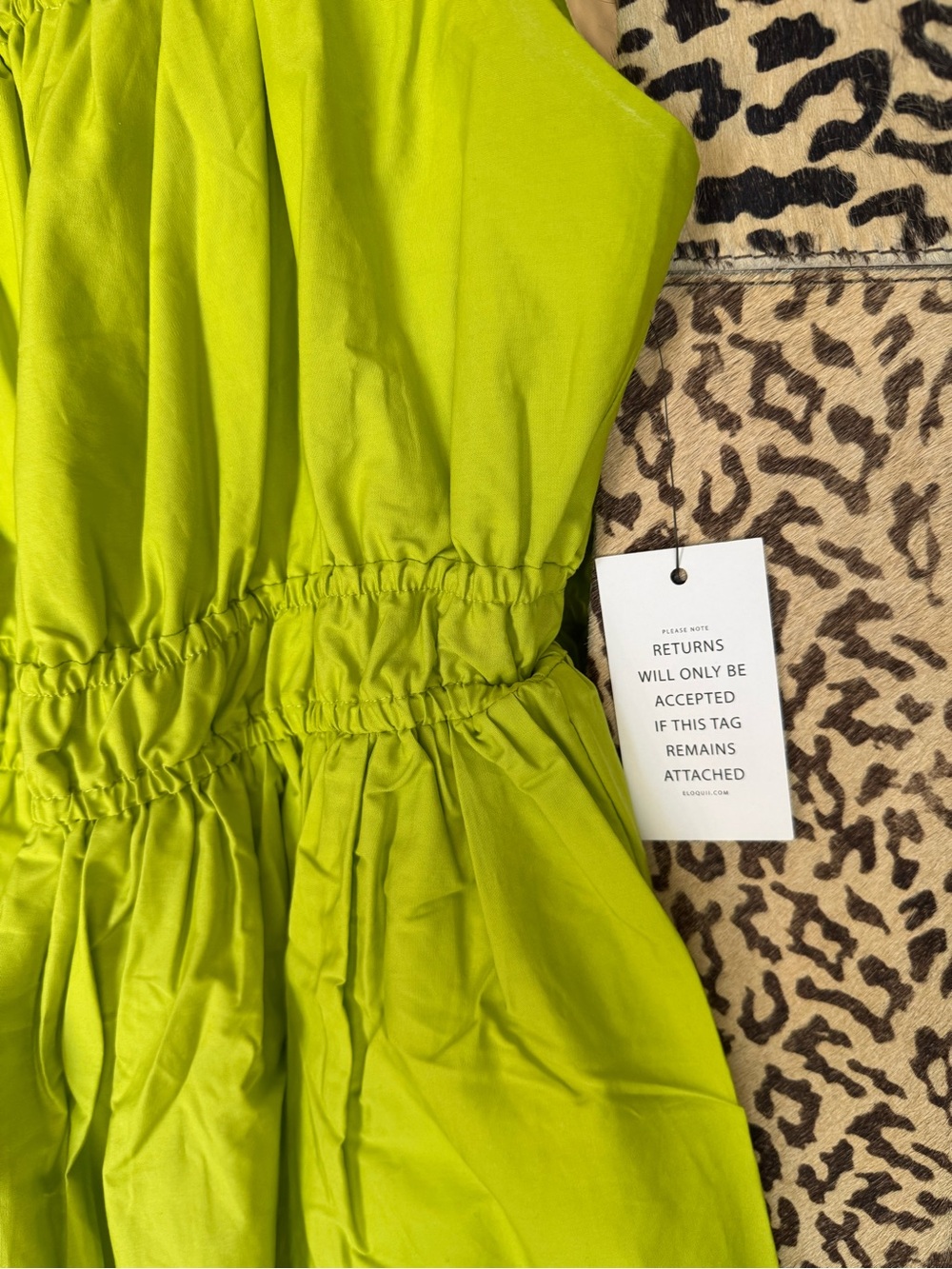 ELOQUII Poplin Flare Mini Dress Lime Green Smocked Size 14 - Picture 3 of 11